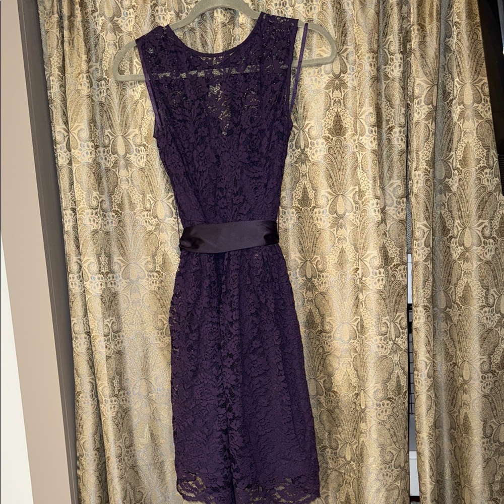 Tevolio Deep Purple Lace Midi Dress